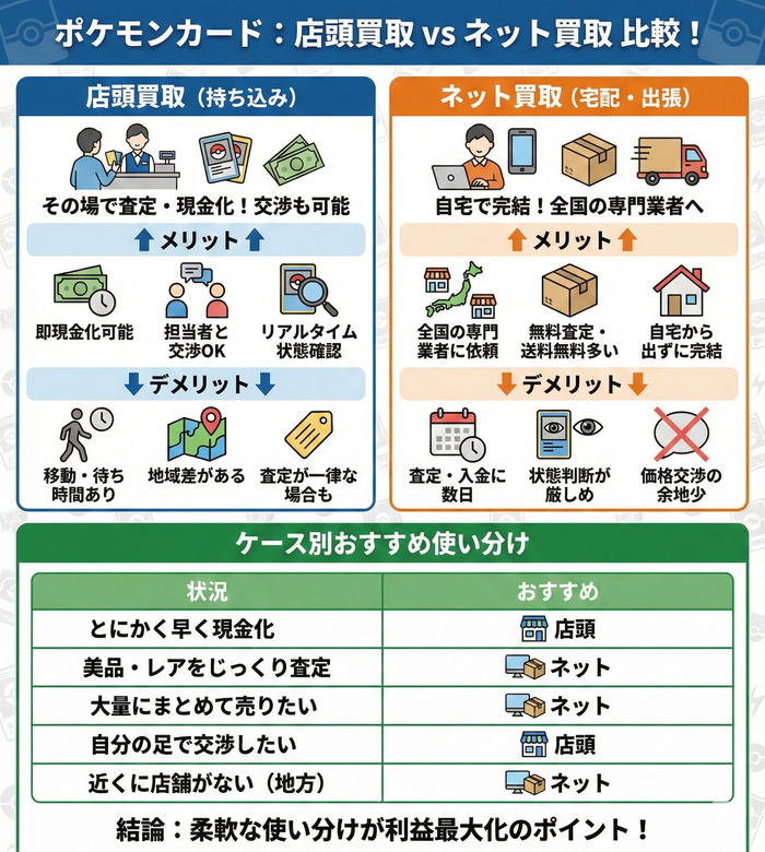 店頭買取とネット買取を比較!どちらが高く売れる?